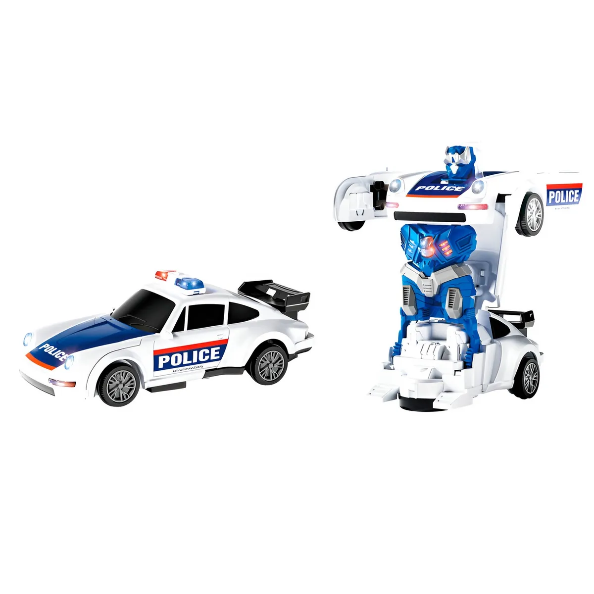 DAYOSHOP - Carro Policia Luces Robot Transformers Niños + Baterias