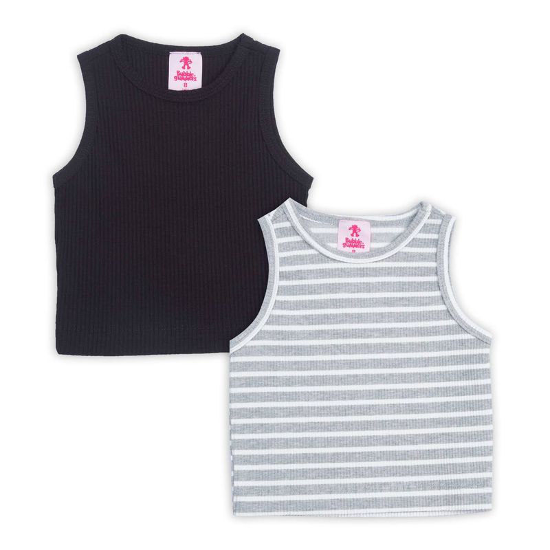 BUBBLE GUMMERS - Crop Top Pack X 2 Para Niña bubblegummers Negro-Gris Inder