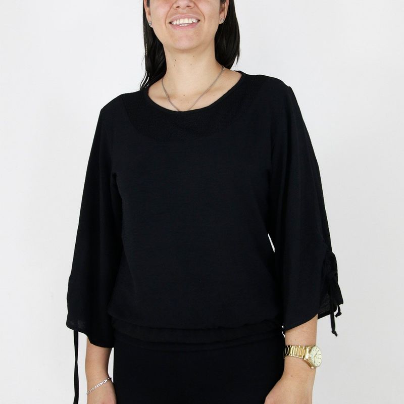 L Y H - Blusa Para Mujer Manga 34 Negro Marca L&H