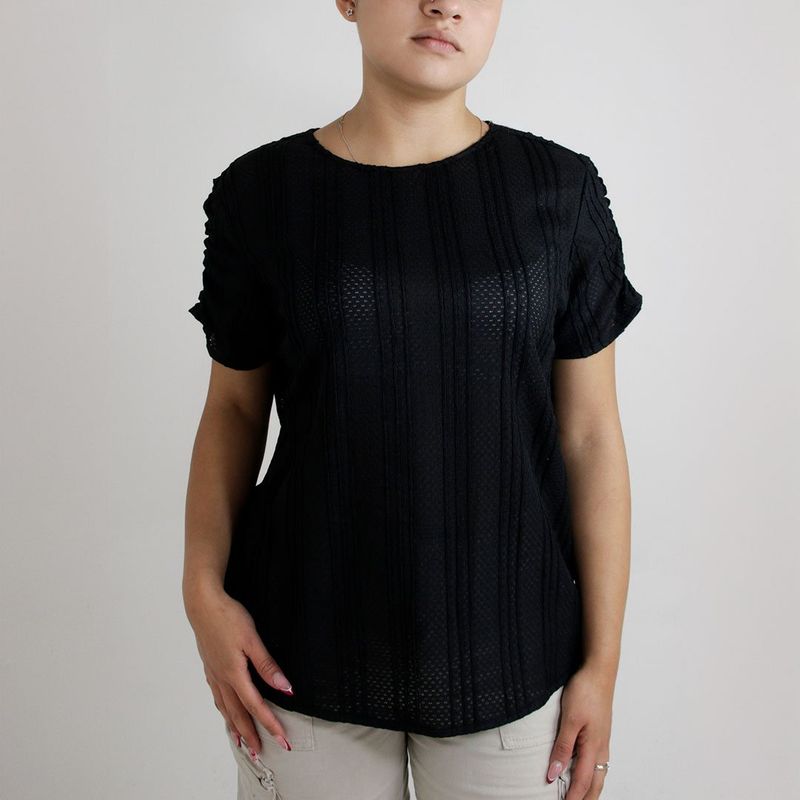 L Y H - Blusa Para Mujer Manga Corta Negro Marca L&H
