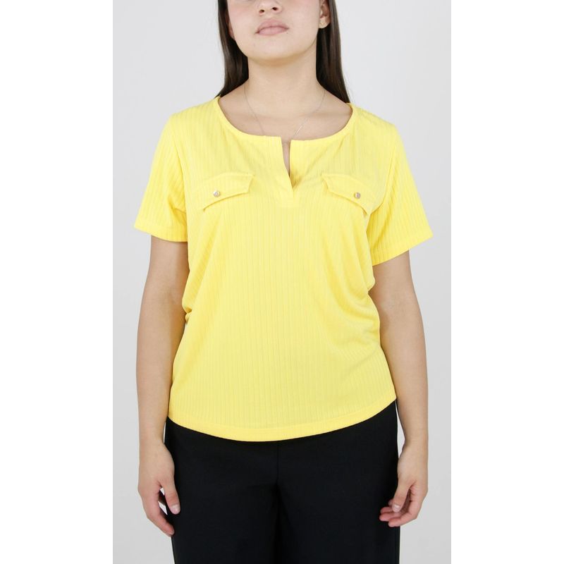 L Y H - Camiseta Para Mujer Manga Corta Amarillo Marca L&H