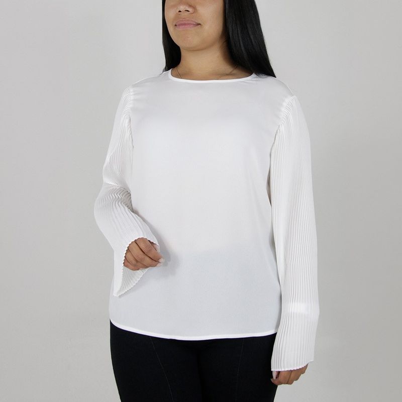 L Y H - Blusa Para Mujer Manga Larga Hueso Marca L&H