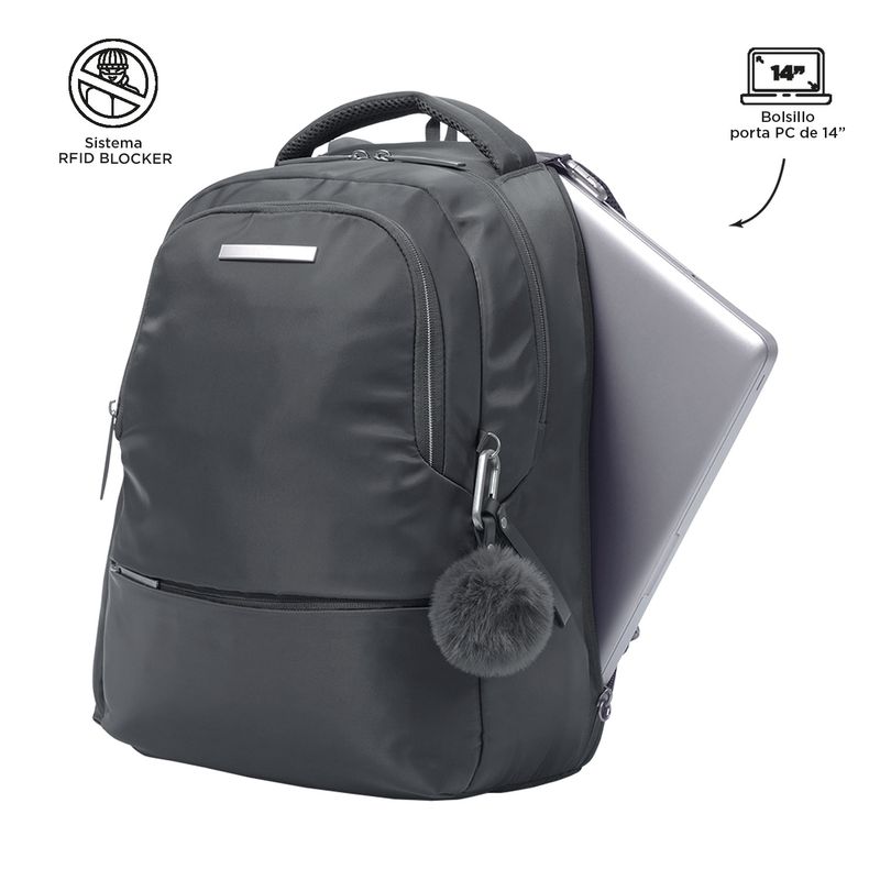 TOTTO - Morral Ejecutivo Porta PC 14" Adelaide 2 2.0 Gris Mujer