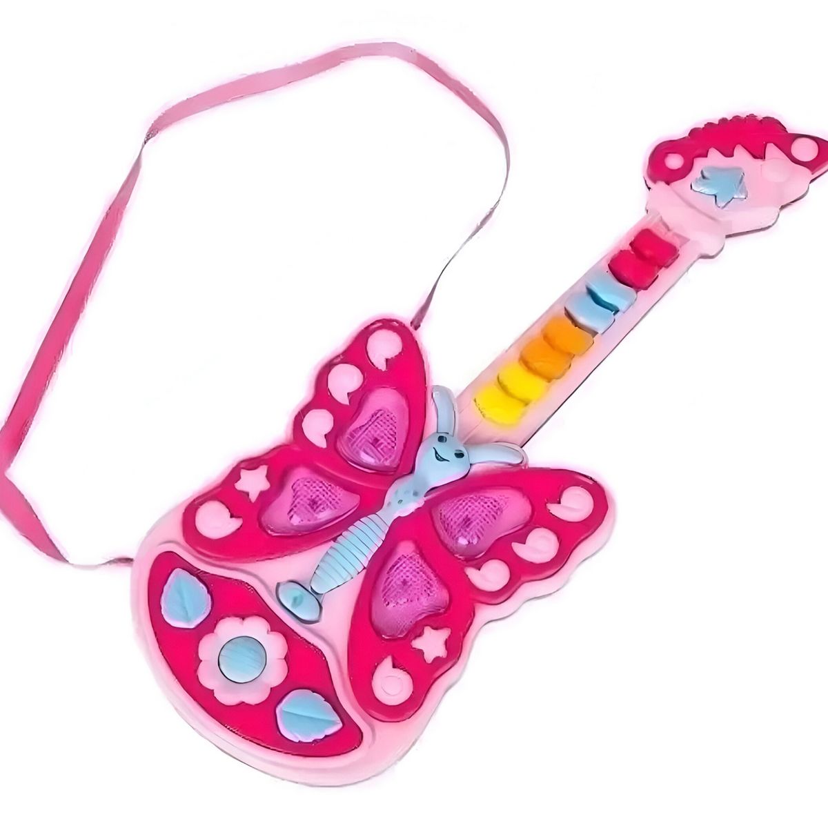 DAYOSHOP - Guitarra Mariposa Niñas Juguete Luces Interactivo + Baterias