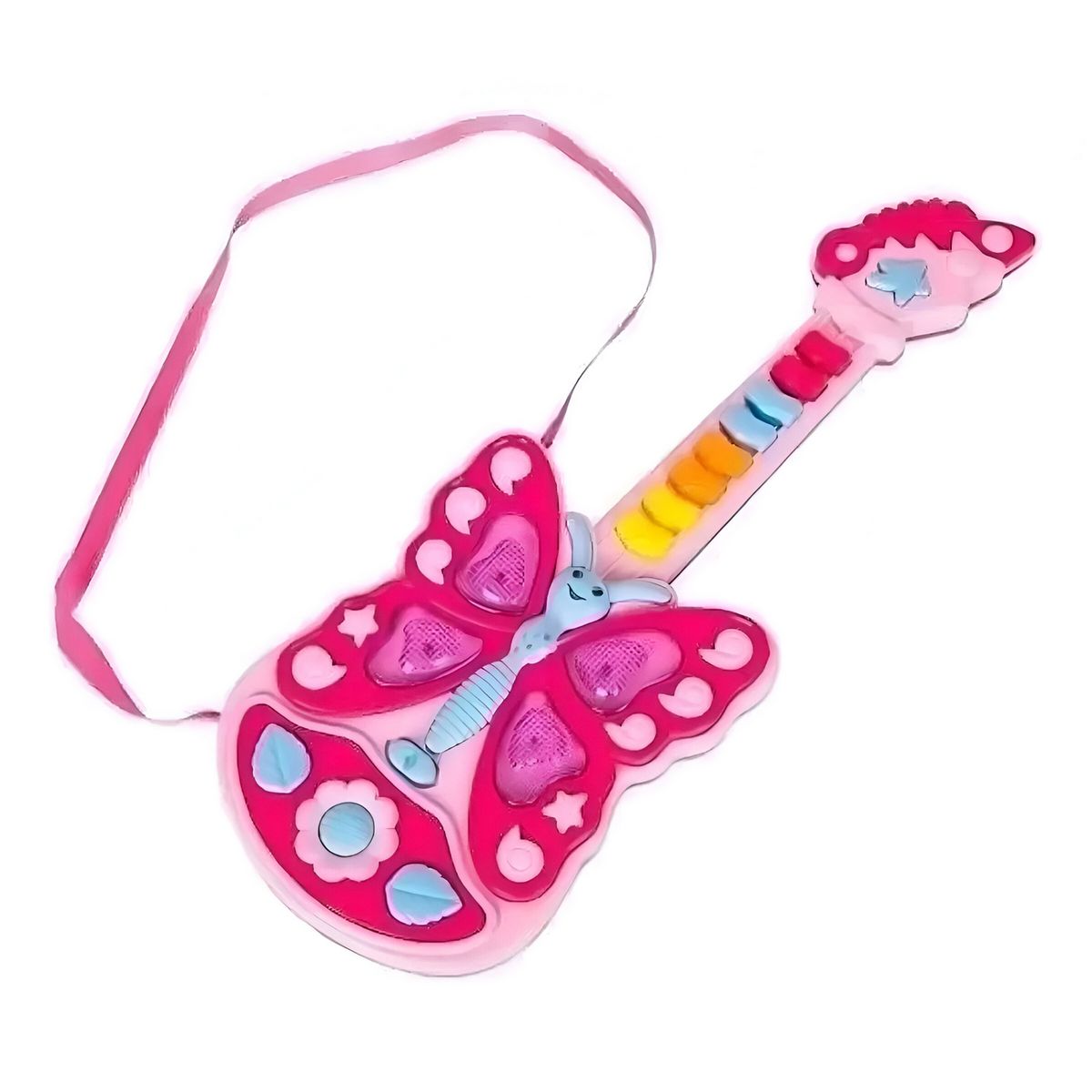 DAYOSHOP - Guitarra Mariposa Niñas Juguete Luces Interactivo + Baterias