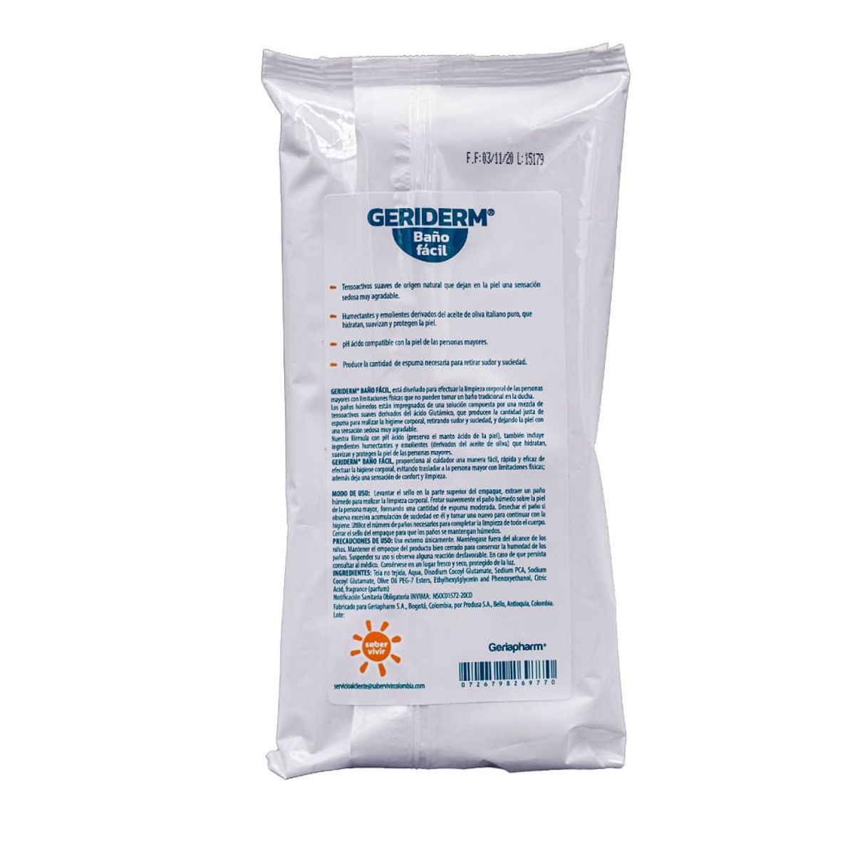 GENERICO - Paños Humedos Geriderm Baño Facil X 50Und