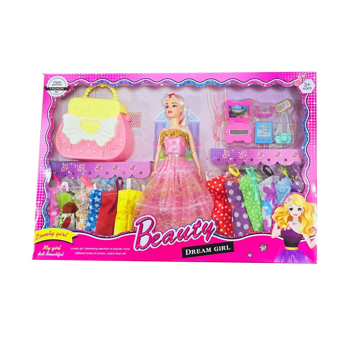 DAYOSHOP - Muñeca Princesa Vestidos Zapatos Accesorios Bolso Niñas