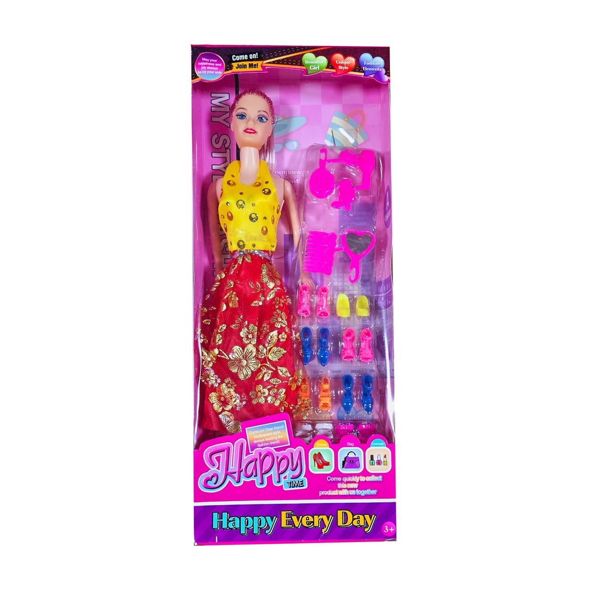 DAYOSHOP - Muñeca Vestido Elegante Zapatos Accesorios Espejo Juguetes