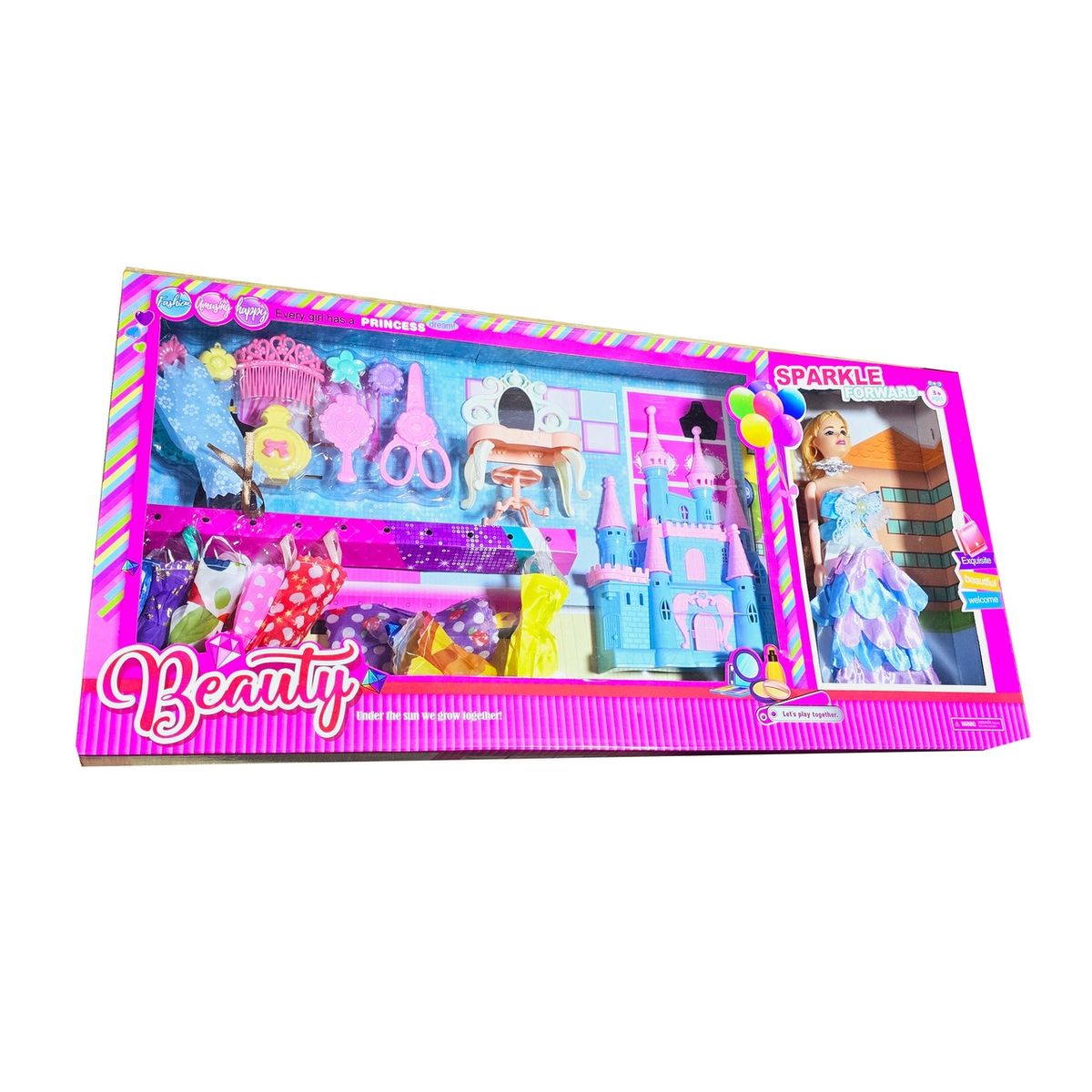 DAYOSHOP - Muñeca Vestidos Accesorios Princesa Castillo Juguete Niñas