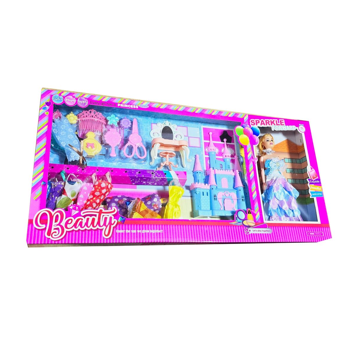 DAYOSHOP - Muñeca Vestidos Accesorios Princesa Castillo Juguete Niñas