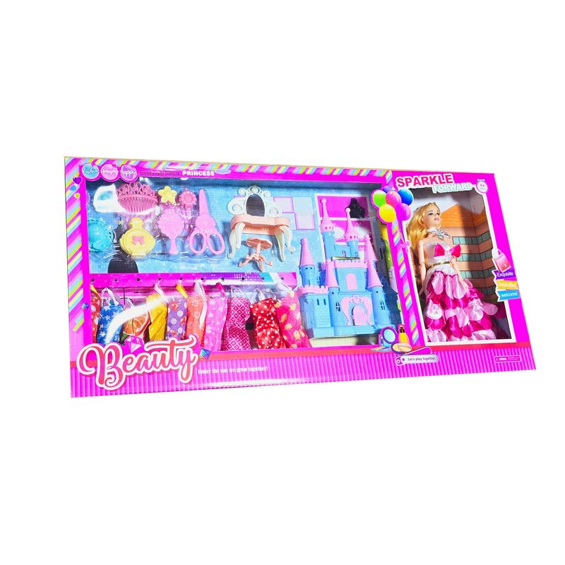 DAYOSHOP - Muñeca Vestidos Accesorios Princesa Castillo Juguete Niñas