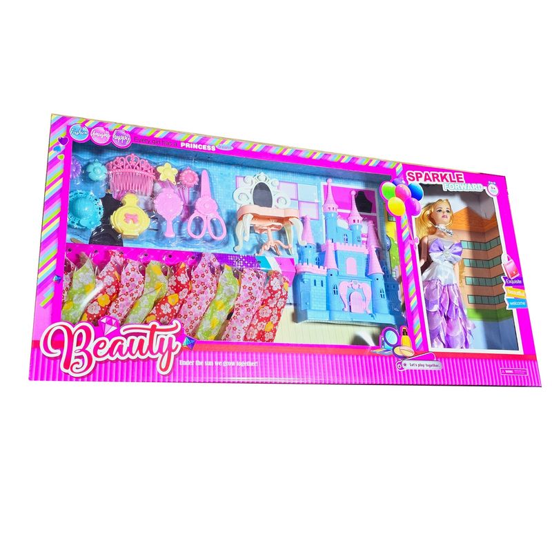 DAYOSHOP - Muñeca Vestidos Accesorios Princesa Castillo Juguete Niñas
