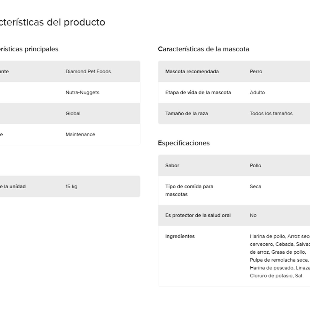 NUTRA NUGGETS - Nutra-Nuggets Global Maintenance  sabor pollo  15kg