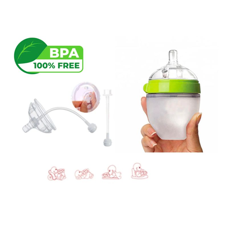 GENERICO - Biberon En Silicona Cuello Ancho Fácil Limpieza Verde 5oZ