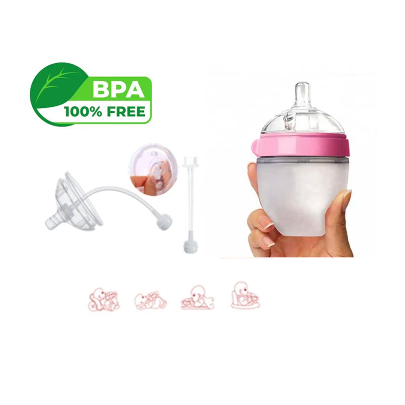 GENERICO - Biberon En Silicona Cuello Ancho Fácil Limpieza Verde 5oZ
