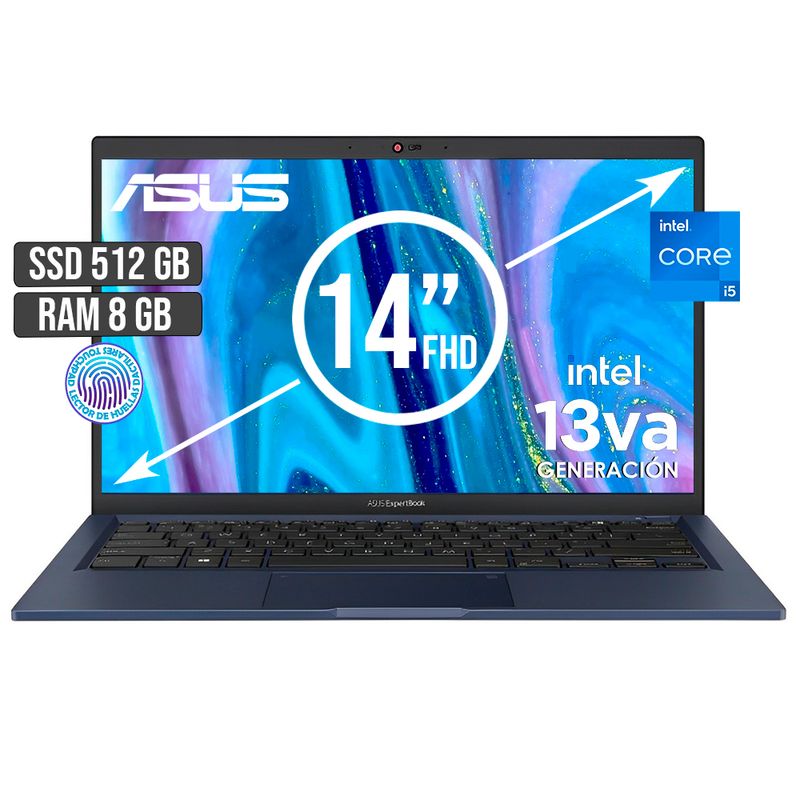 ASUS - ASUS EXPERTBOOK INTEL CORE I5-1335U SSD 512GB RAM 8GB LED 14 FULL HD