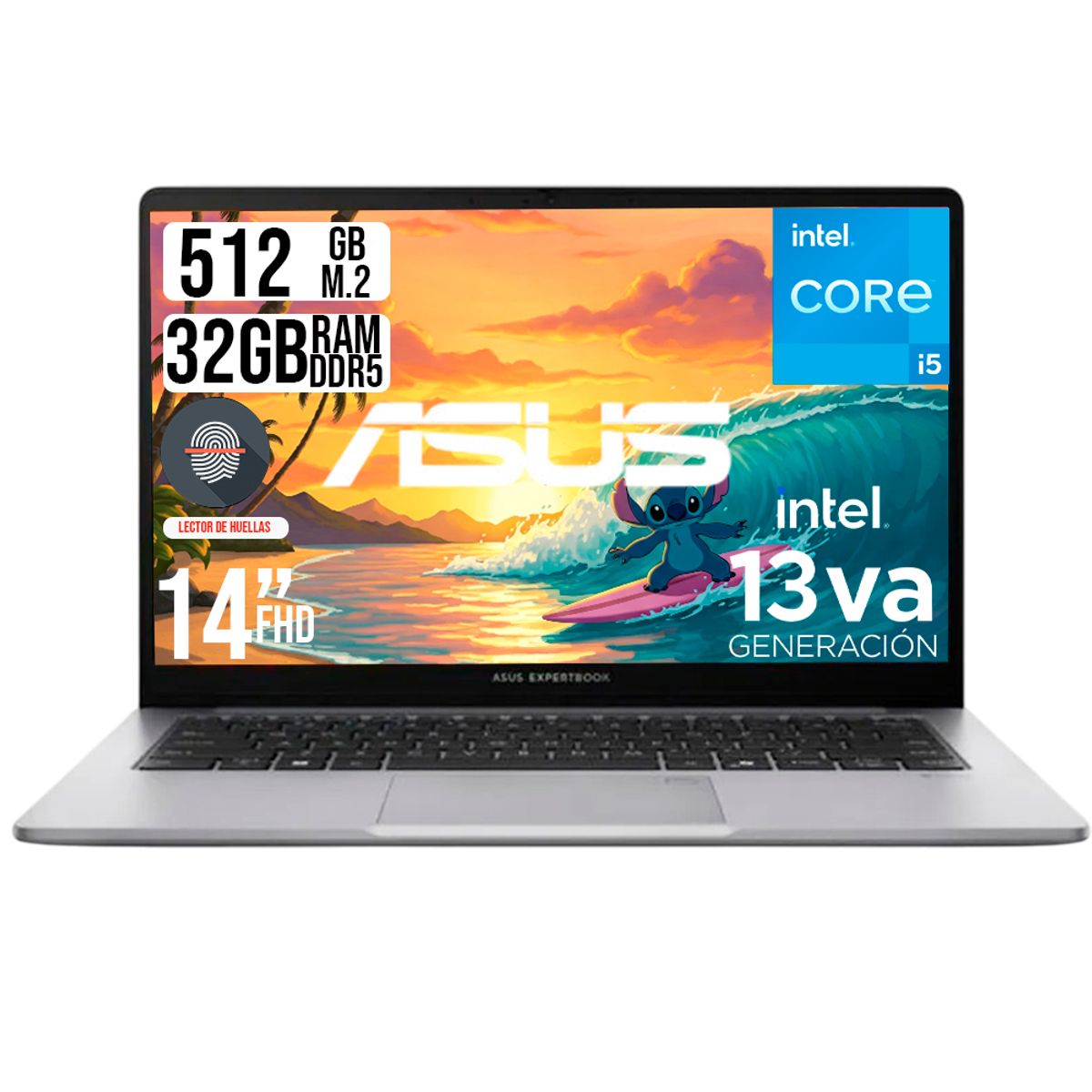 ASUS - ASUS EXPERTBOOK INTEL CORE I5-13420H SSD 512GB RAM 32GB LED 14 FULL HD