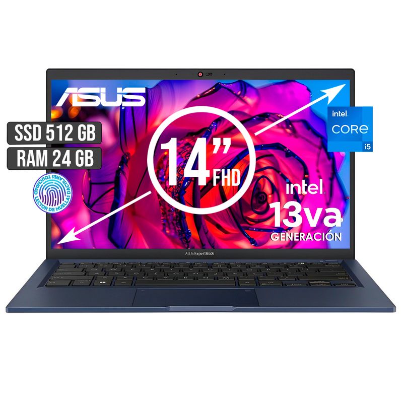 ASUS - ASUS EXPERTBOOK INTEL CORE I5-1335U SSD 512GB RAM 24GB LED 14 FULL HD