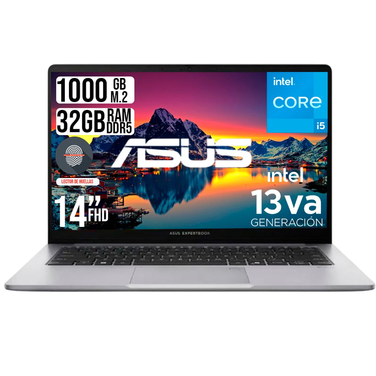ASUS - ASUS EXPERTBOOK INTEL CORE I5-13420H SSD 1TB RAM 32GB LED 14 FULL HD