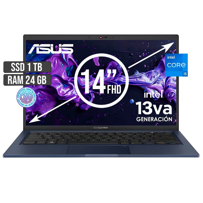 ASUS - ASUS EXPERTBOOK INTEL CORE I5-1335U SSD 1TB RAM 24GB LED 14 FULL HD