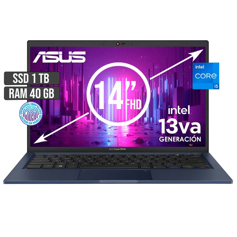 ASUS - ASUS EXPERTBOOK INTEL CORE I5-1335U SSD 1TB RAM 40GB LED 14 FULL HD