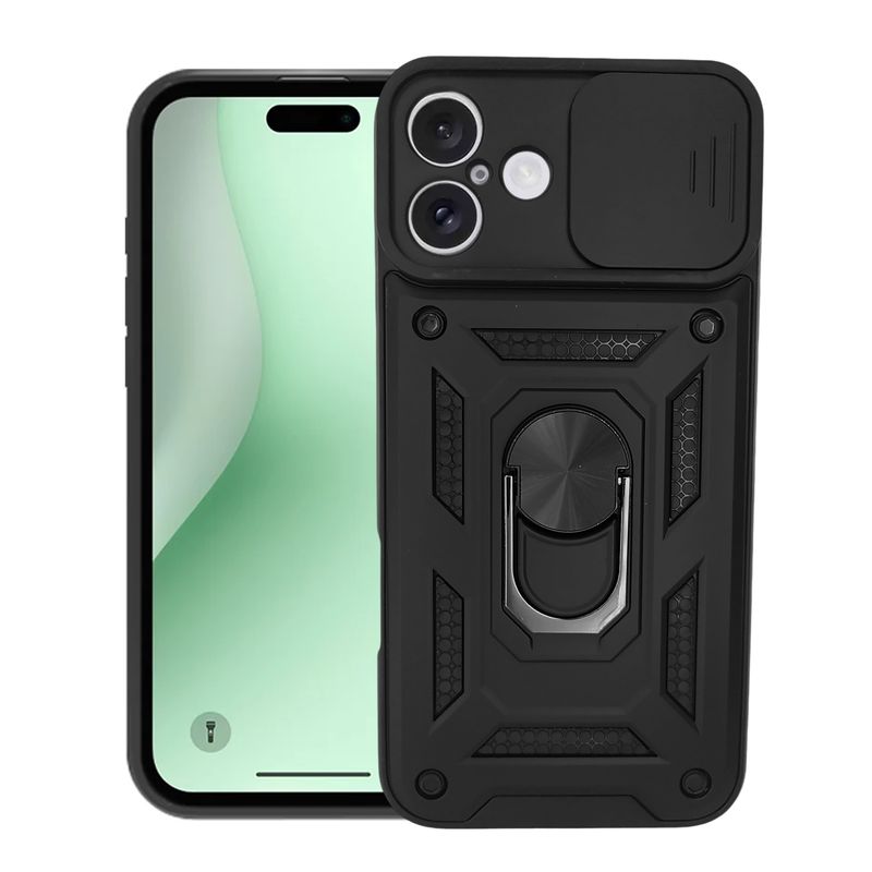 GENERICO - Funda Case Protector De Cámara Con Slider Compatible IPhone 16 Negro