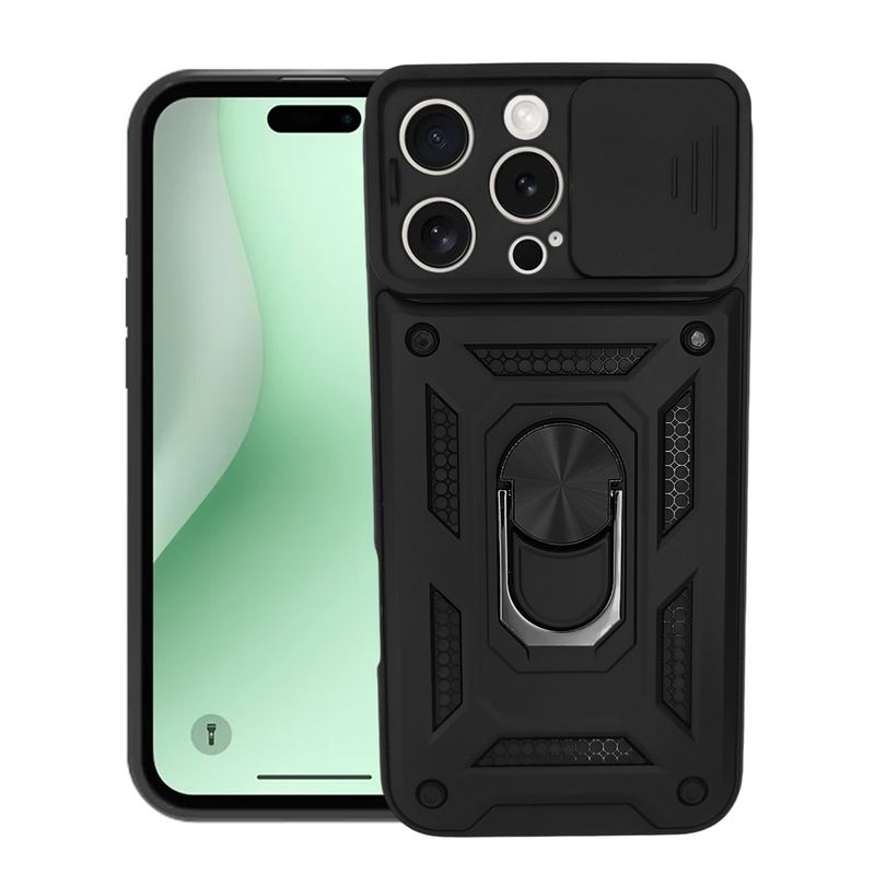 GENERICO - Funda Case Protector Cámara Slider Compatible IPhone 16 Pro Max Negro