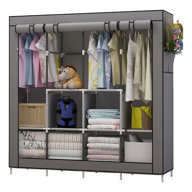 GENERICO - Closet Armario Ropero 4 Espacios Organizador De Ropa gris