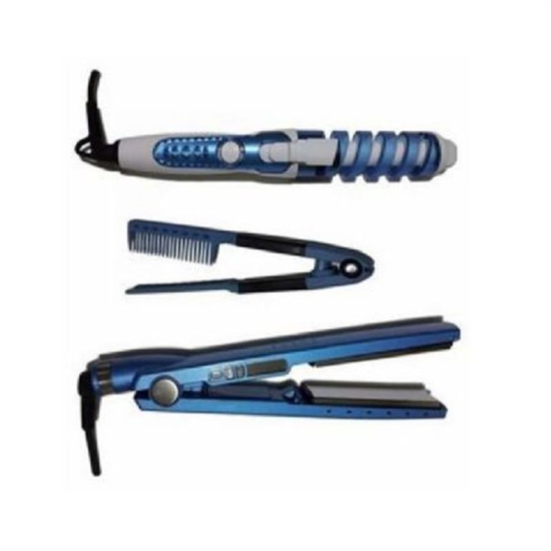 GENERICO - Combo Plancha De Cabello Nano Titanium Rizador Peine