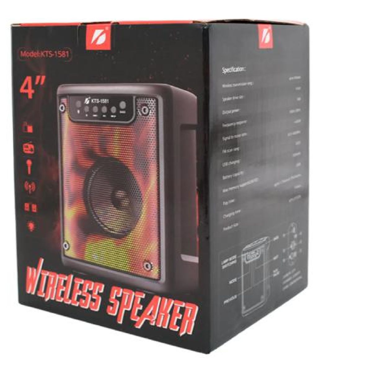 GENERICO - PARLANTE BLUETOOTH ALTAVOZ PORTATIL KTS-1581