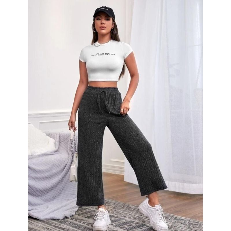 GENERICO - Pantalon Palazzo Ancho Plisado Jaspe