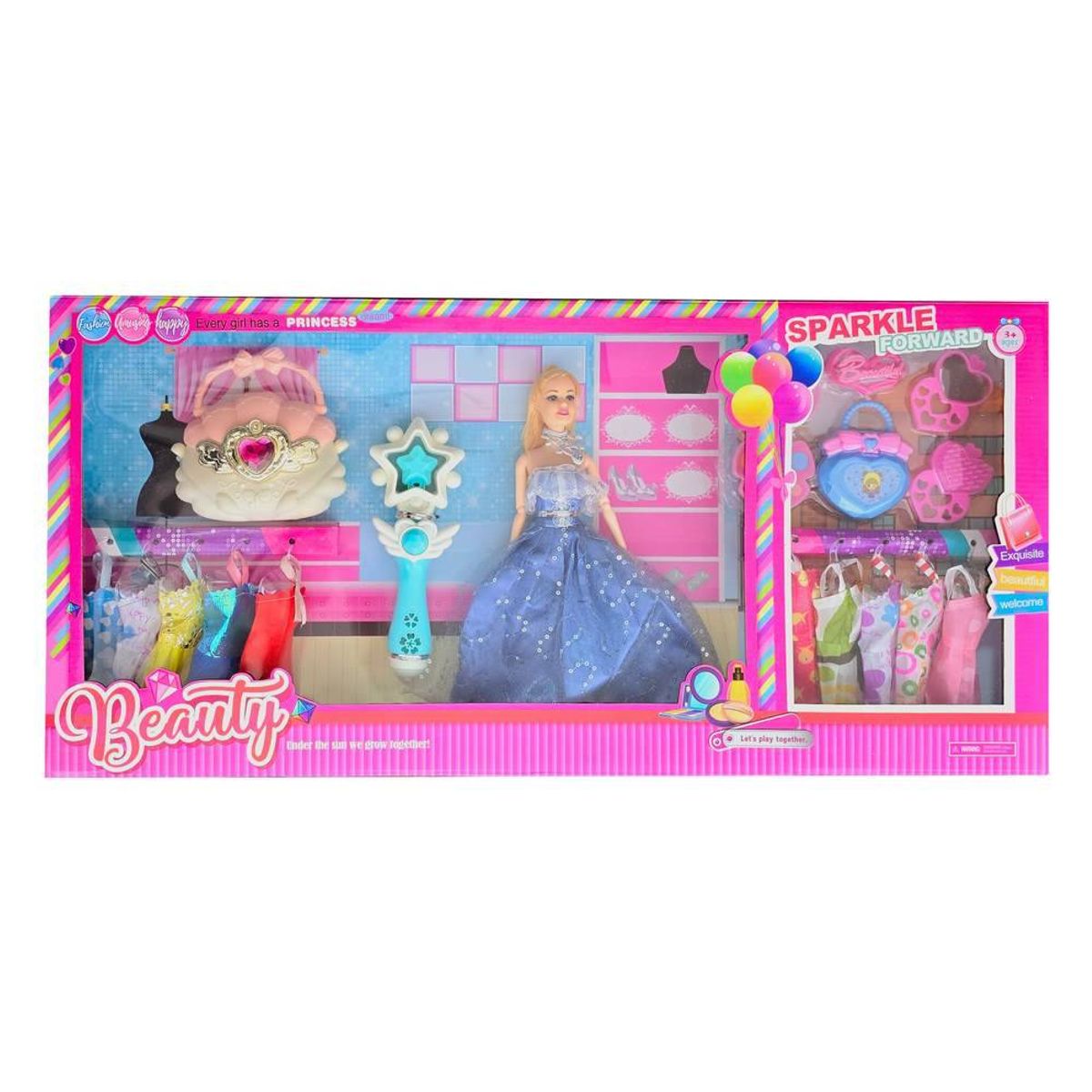 GENERICO - Muñeca Vestidos Accesorios Varita Magica Bolso Juguete Niñas