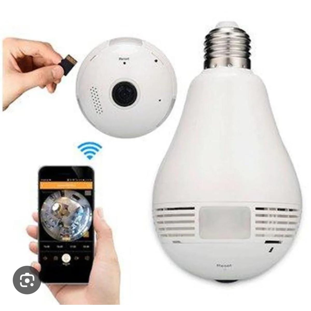 GENERICO - Cámara de seguridad Bombillo WiFi 1080P HD Foco VR 360°