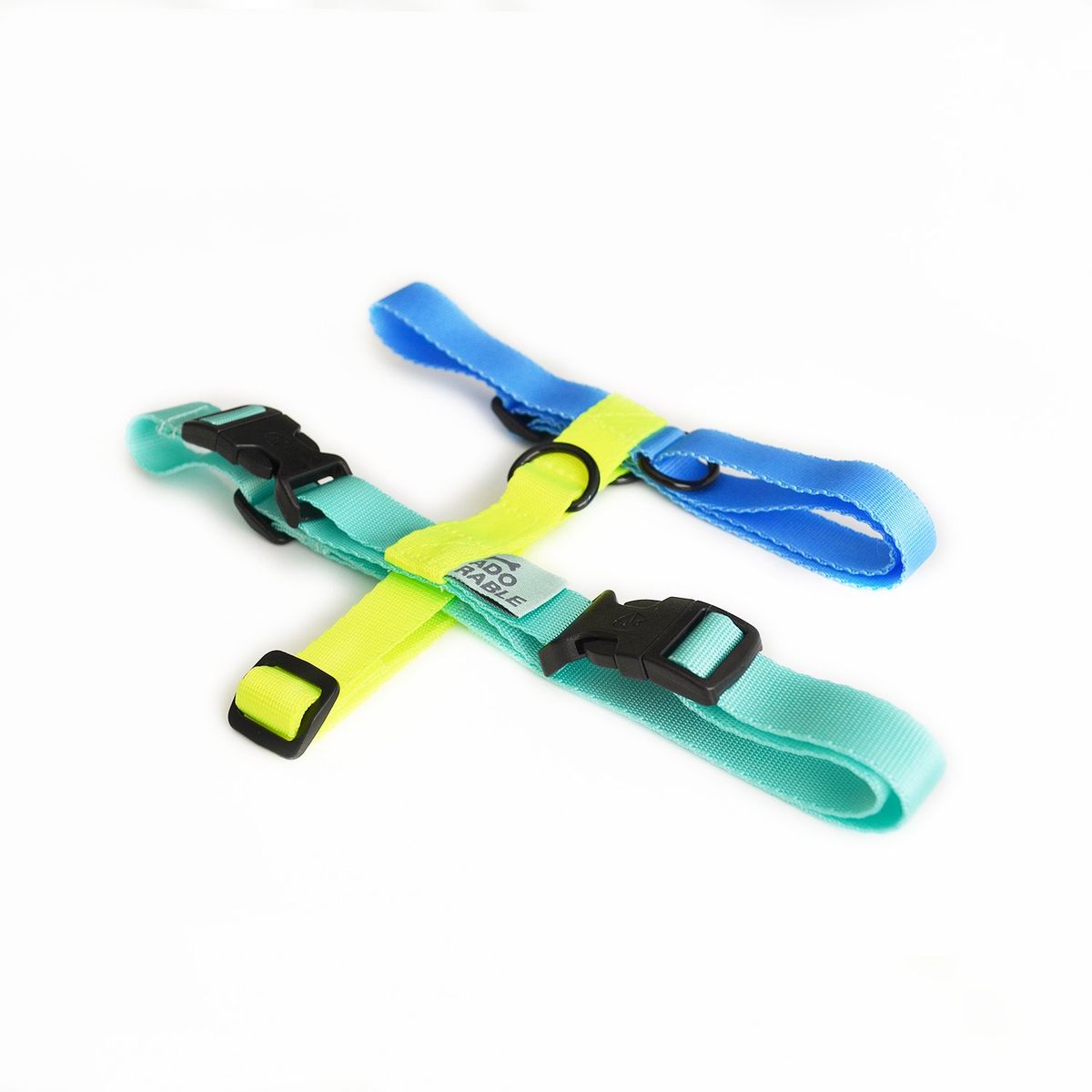 WAWAW - Arnés para perro  talla L perro tricolor azul, amarillo neón y menta Wawaw