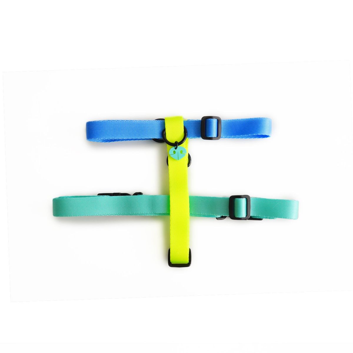 WAWAW - Arnés para perro  talla L perro tricolor azul, amarillo neón y menta Wawaw