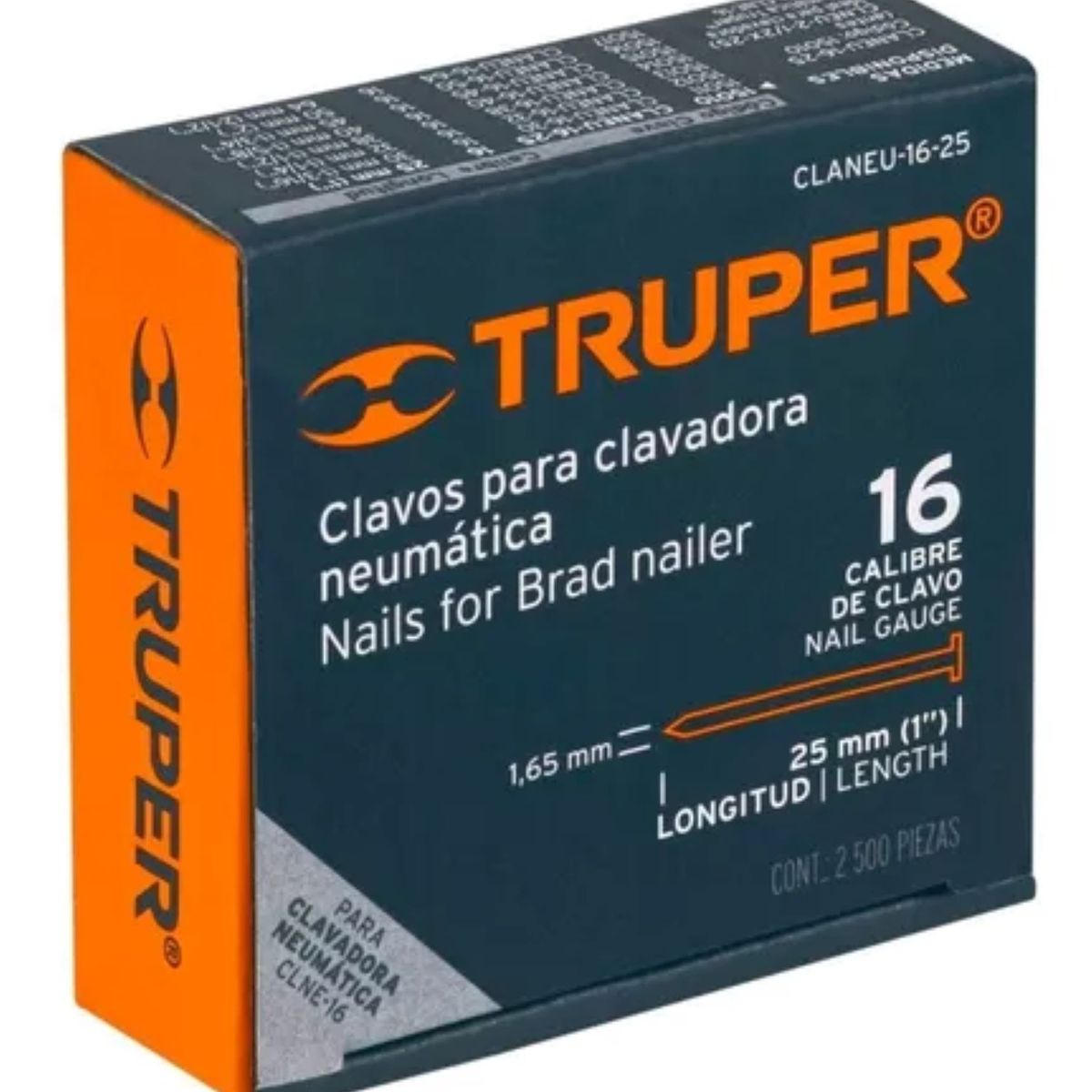 TRUPER - Clavos Para Clavadora Neumática Calibre 16 1pul. 38mm 2500pc