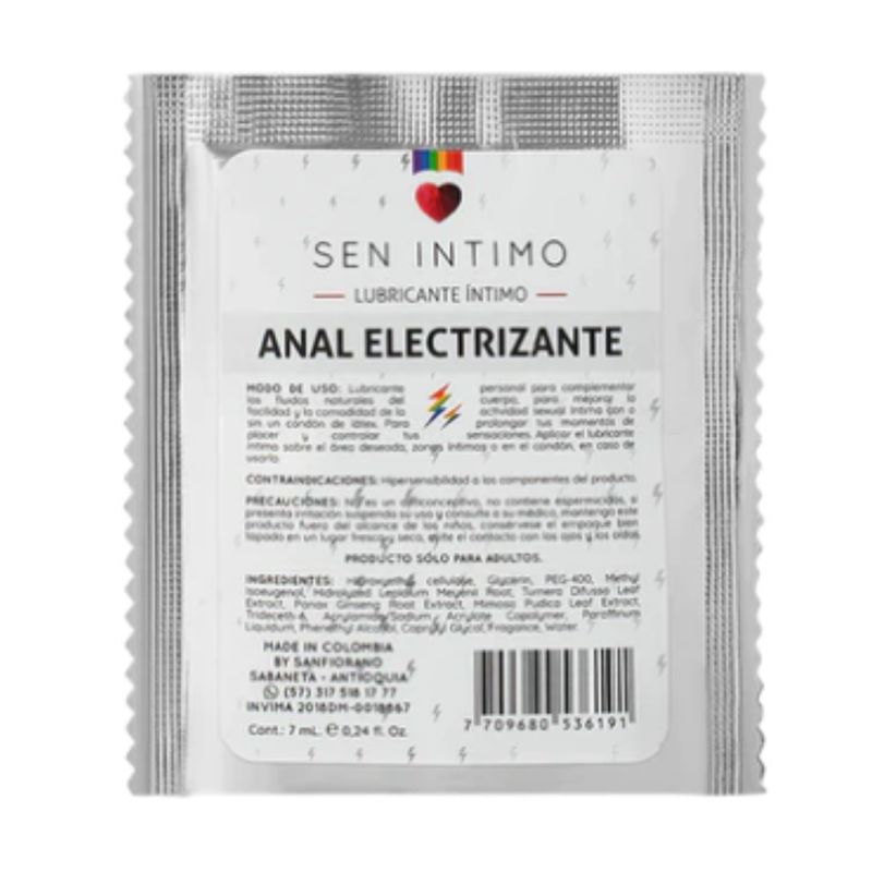 SEN INTIMO - Lubricante Intimo Anal Gel Sen Intimo electrizante x 7 ml