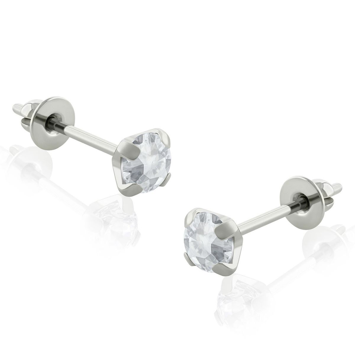 AGHA JEWELRY - Titanio Arete Cristal Zirconia Cúbica para Lóbulo