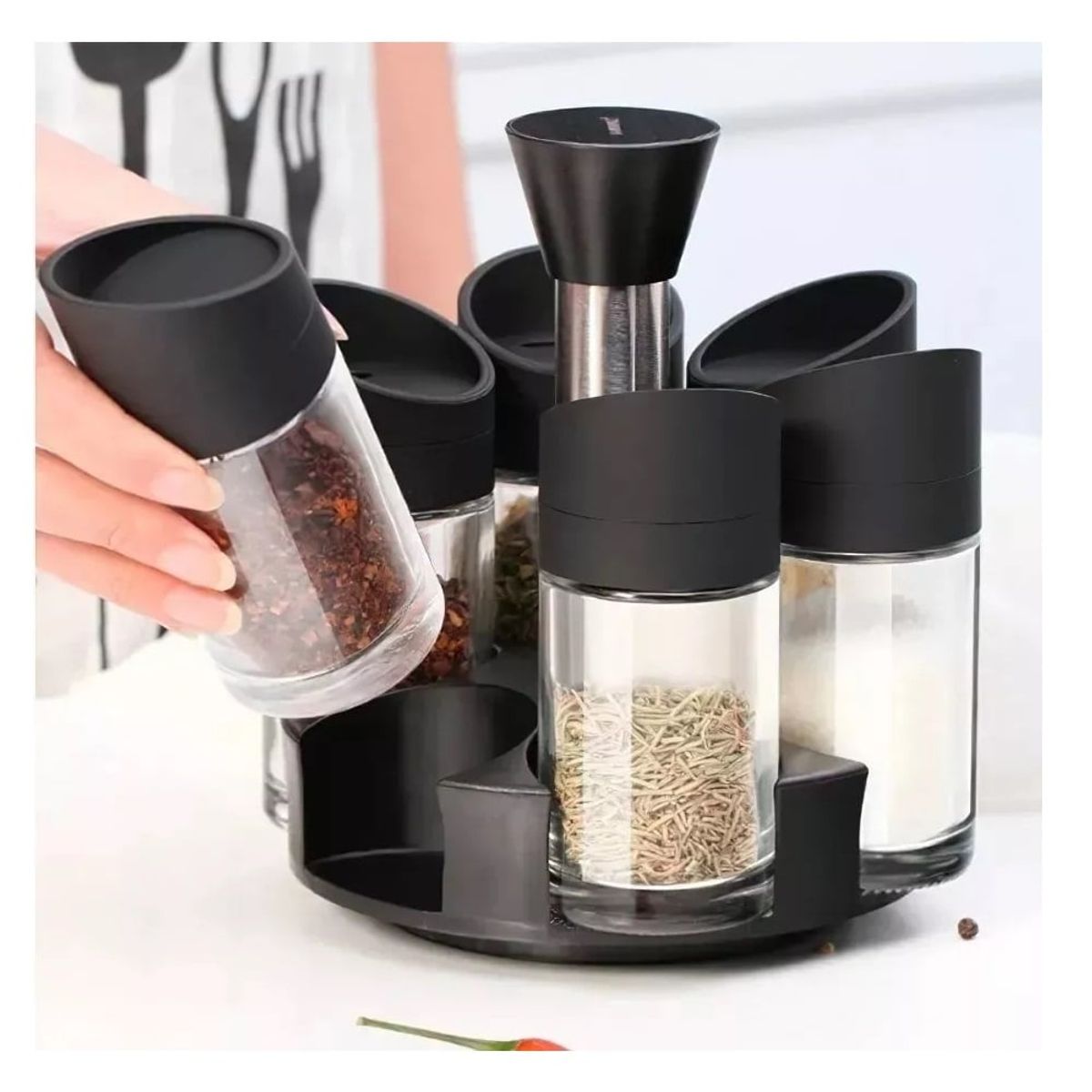 GENERICO - Condimentero Organizador Especiero Giratorio X6