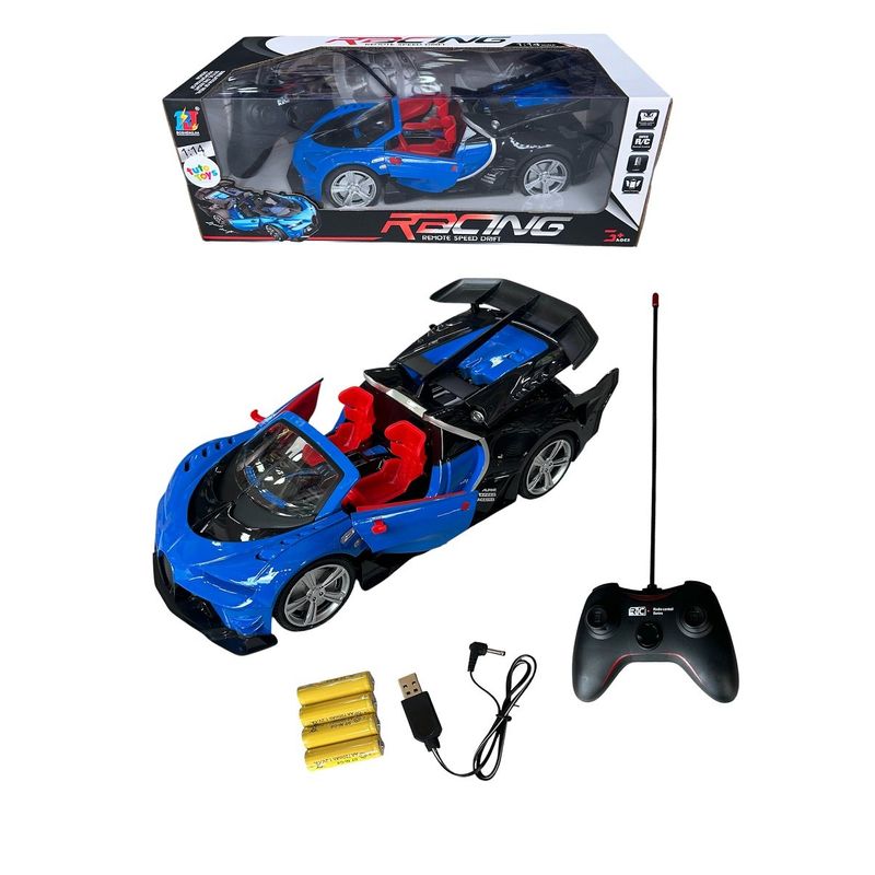 GENERICO - Carro A Control Remoto Bugatti Recargable Abre Puertas Azul