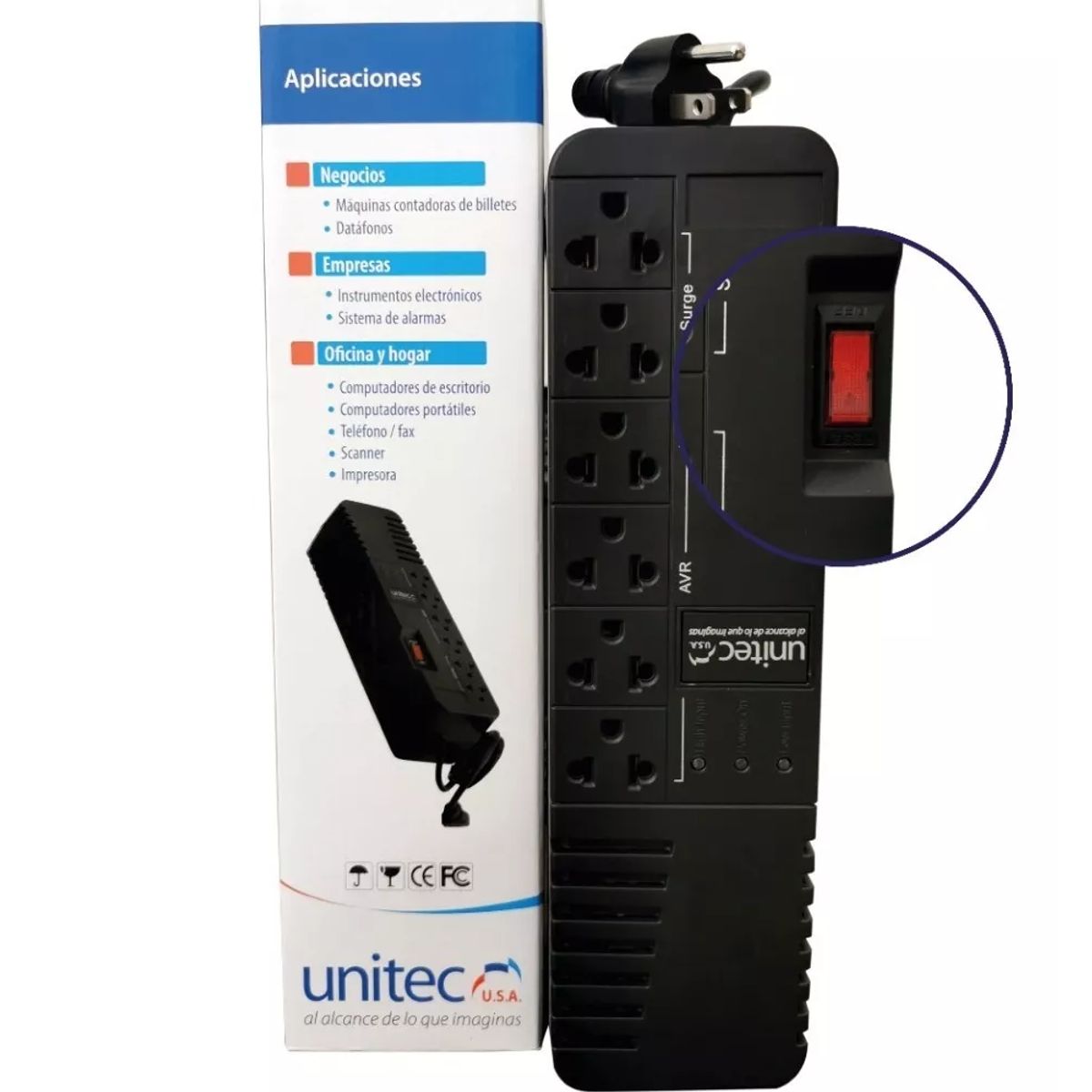 UNITEC - Regulador De Voltaje 990va 6 Tomas - Protector Y Regulador