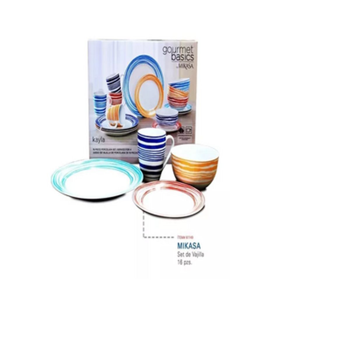 MIKASA - Vajilla Mikasa 16 Piezas Diseño Rayado