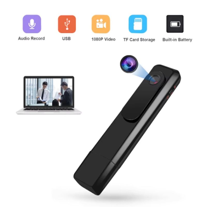 DANKI - Mini Camara Espia Body Cam Vídeo 1080P Clip Audio Video USB