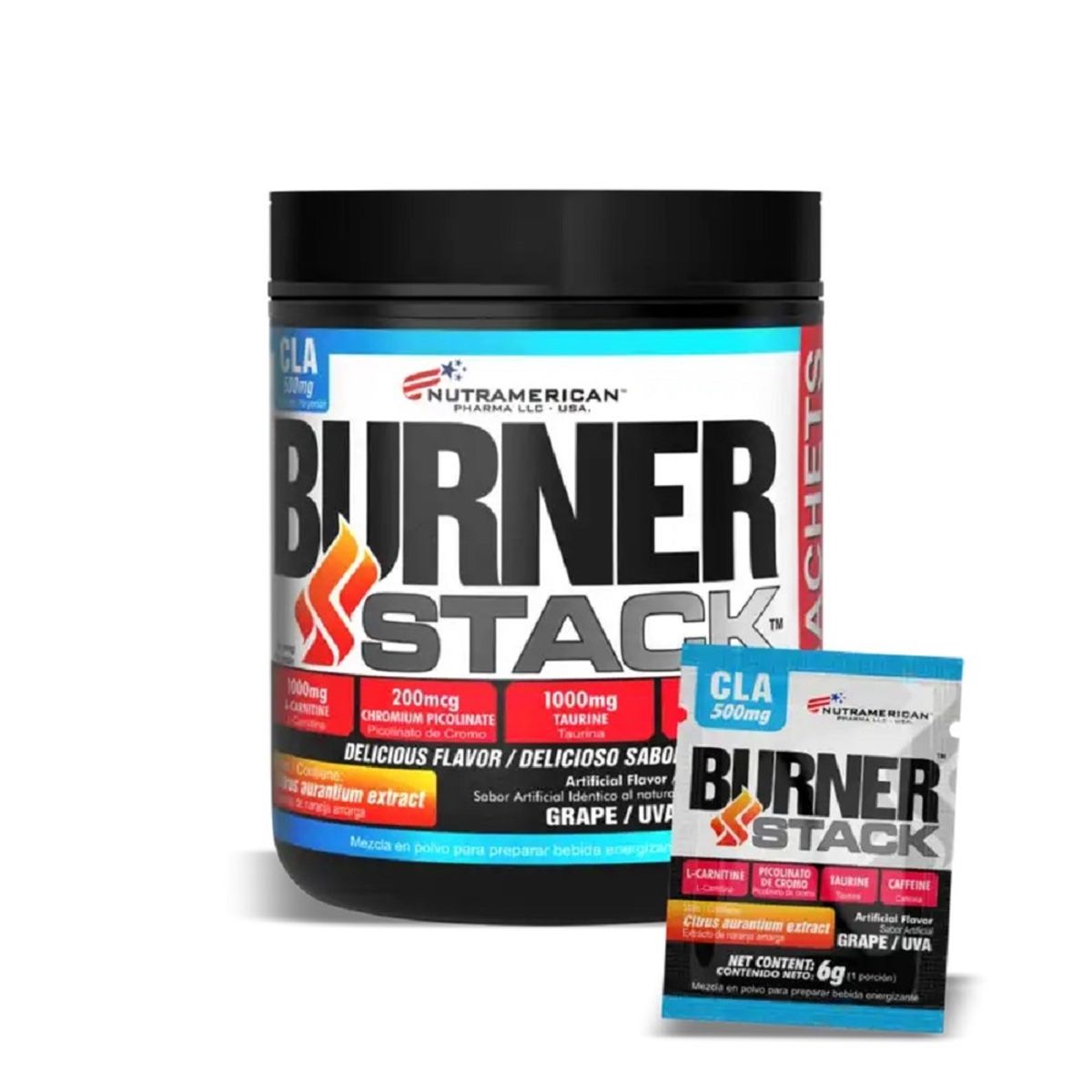 MEGAPLEX - Burner Stack X 50 Sobres Reductor de Grasa + Pre entreno