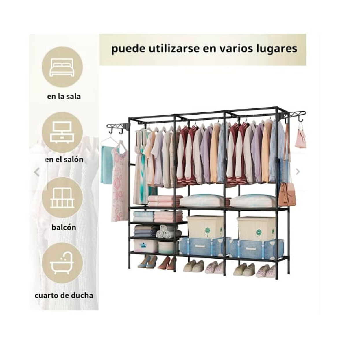 GENERICO - Closet Organizador 3 Espacios Zapatero Perchero Multifuncion
