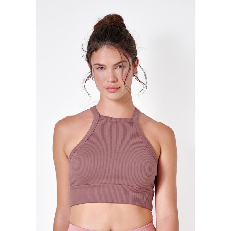 BELIFE - Crop Top en Rib Morado-