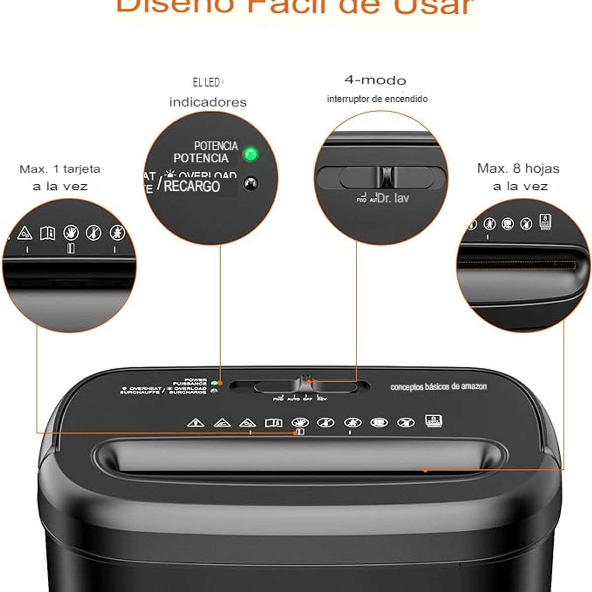 AMAZON - Trituradora Picadora Destructora De Papel Cd Grapas 8 Hojas