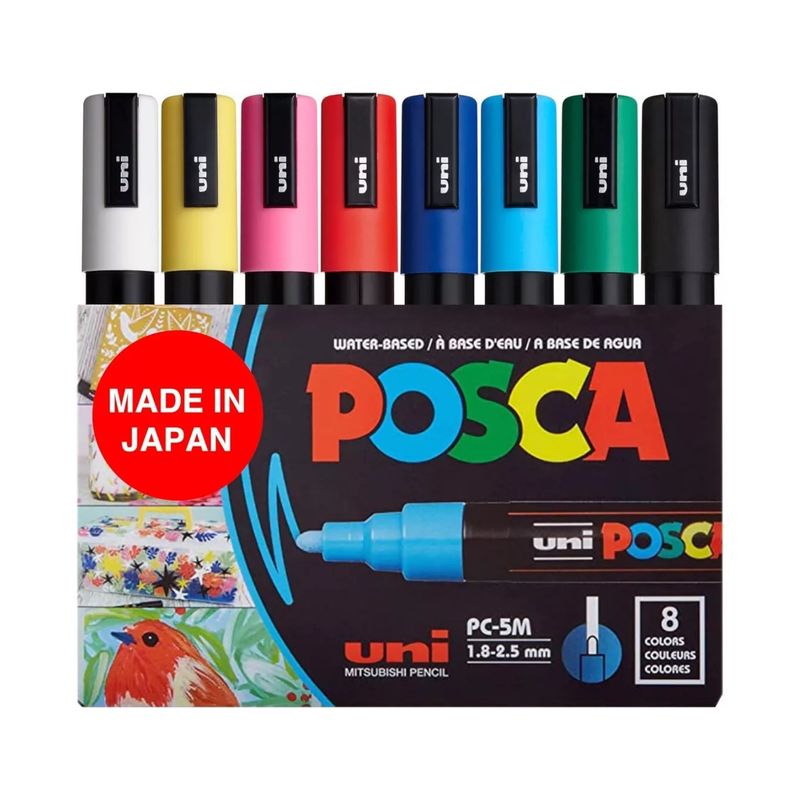 POSCA - Marcadores De Pintura Acrilica Posca Punta Media x 8 Colores
