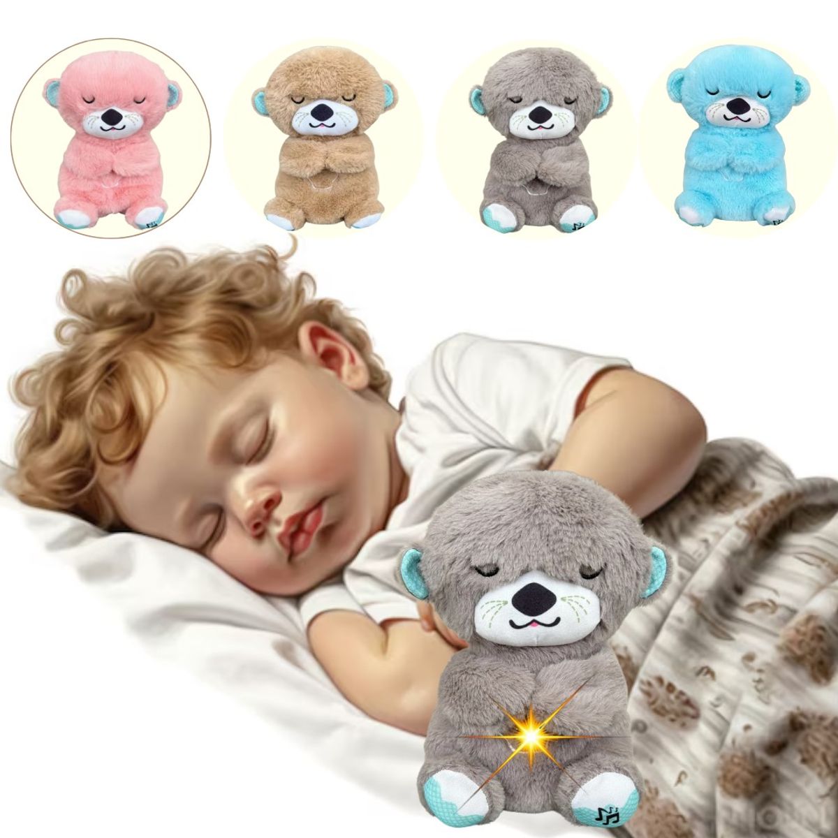 GENERICO - Peluche Que Respira Alivia Ansiedad Insomnio Luz Relajante Nutria