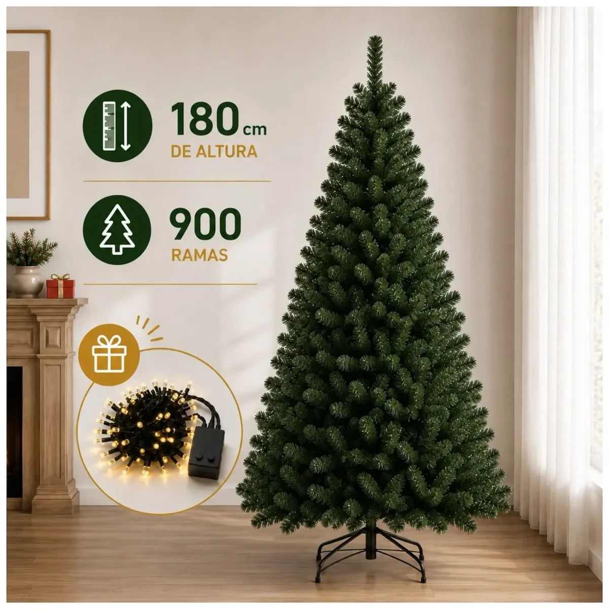 EVERGREEN - Árbol de Navidad Evergreen 180 cm verde de 900 ramas